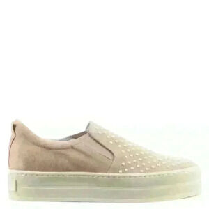DANIEL Scilla Nude Suede Pearl Embellished Flatform Trainer sz 6